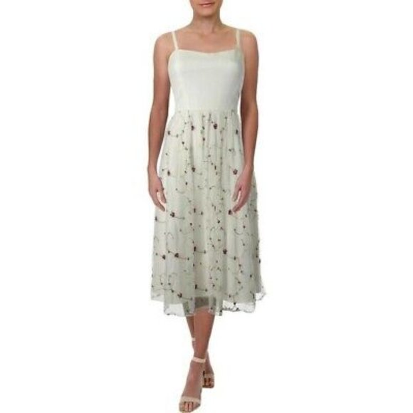 NWT Women's AQUA EMBROIDERED FLORAL PARTY DRESS white size S $128 - Picture 1 of 11